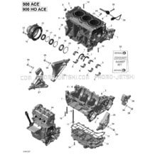 01- Engine Block - 900-900 HO ACE pour Seadoo 2017 SPARK, 2017