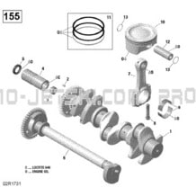 Crankshaft, Pistons And Balance Shaft - 130-155 Model Without Suspension pour Sea-Doo 2017 Wake, 2017