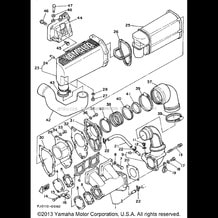 EXHAUST 1 pour Yamaha 1990 WaveRunner WAVE RUNNER III - WRA650D - 1990