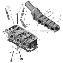 01- Engine - Cylinder Head And Exhaust Manifold pour Seadoo 2020 001 - FISH PRO 170, 2020