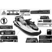 Carrosserie - Décalques Avertissements pour Sea-Doo 2022 FISH PRO SCOUT 130