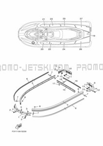 GUNWALE & MAT pour Yamaha 2024 WaveRunner EX Sport (EX1050B-A)