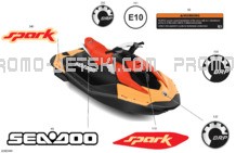 Body - Decals pour Sea-Doo 2024 SPARK 900 HO ACE - 64RB - Conv package - Sunrise Orange - 2UP