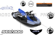 Body - Decals pour Sea-Doo 2024 SPARK 900 HO ACE - 64RH - Conv package - Dazzling Blue - 2UP - Audio
