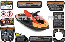 Body - Warning Decals pour Sea-Doo 2024 SPARK TRIXX - 66RD- TRIXX package - Vapor Blue- 3UP