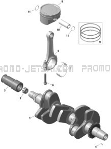 ROTAX - Crankshaft and Pistons pour Sea-Doo 2024 SPARK TRIXX - 65RJ - TRIXX package - Bright White- 1UP