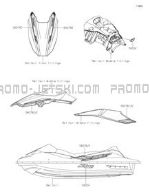 Decals(Ebony Riptide Turquoise)(CN) pour Kawasaki 2021 JET SKI® STX®160X
