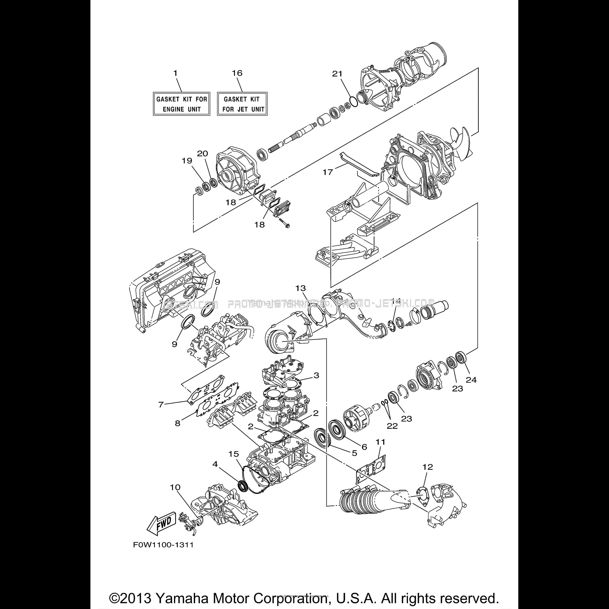 REPAIR KIT 1 for Yamaha GP800R GP800AB 2003 2003 WaveRunner Promo