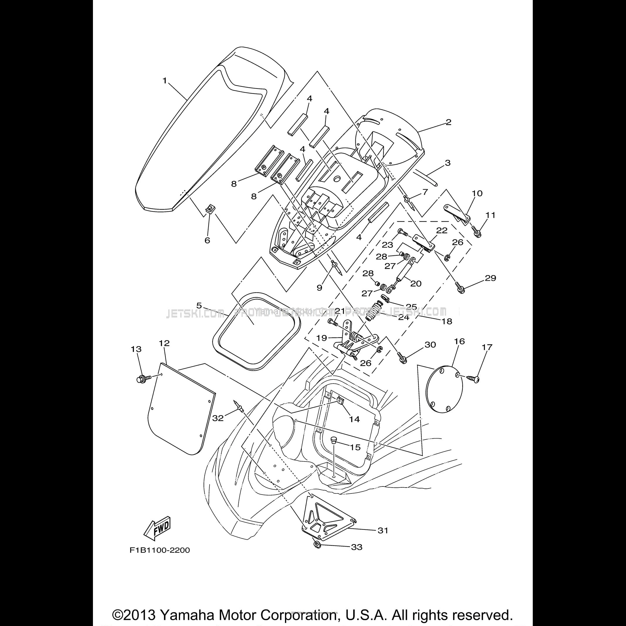 ENGINE HATCH 2 pour JetSki Yamaha FX Cruiser (Cali.) FX1000ACC 2004