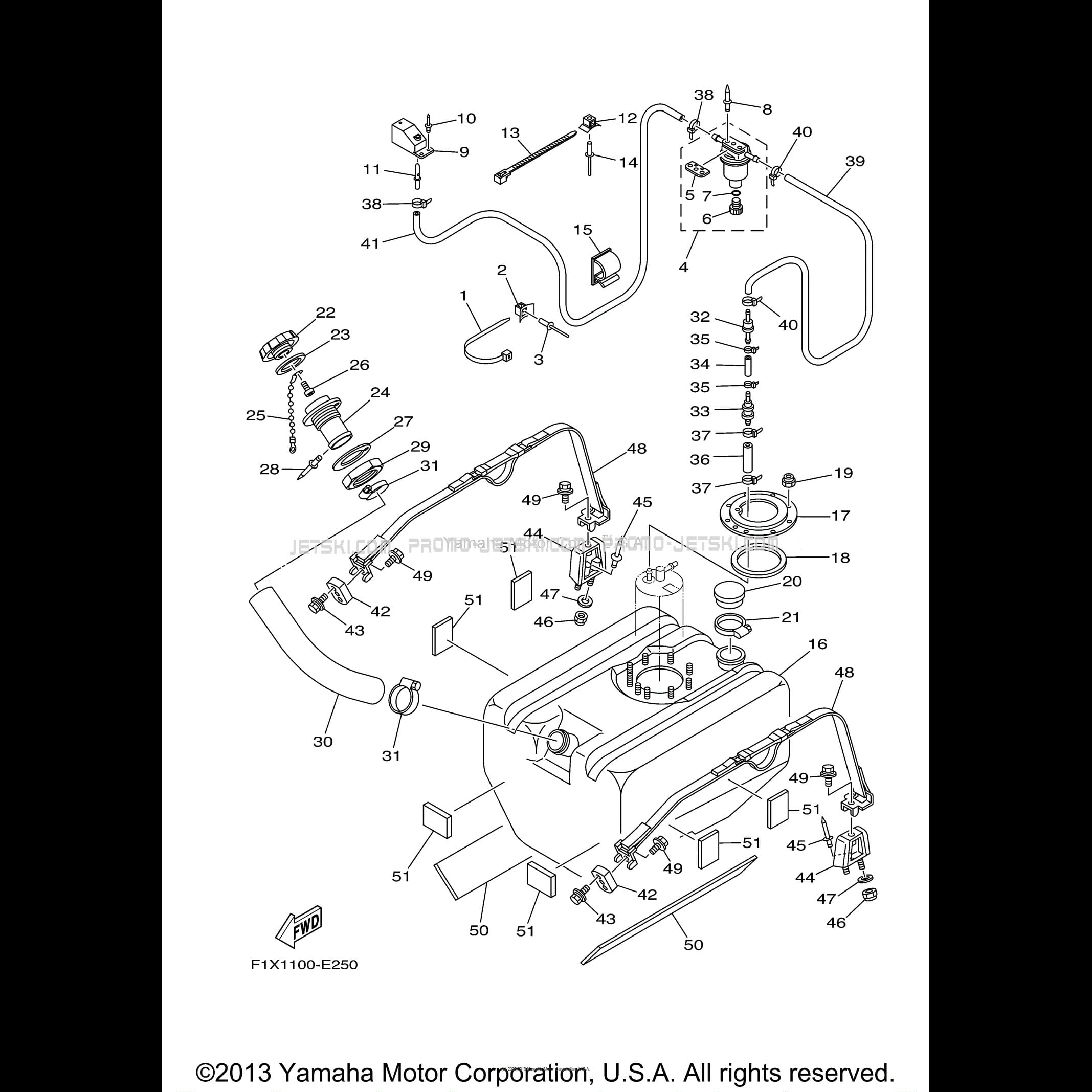FUEL TANK pour JetSki Yamaha WAVERUNNER FX FX1000G 2008 2008 WaveRunner PromoJetski