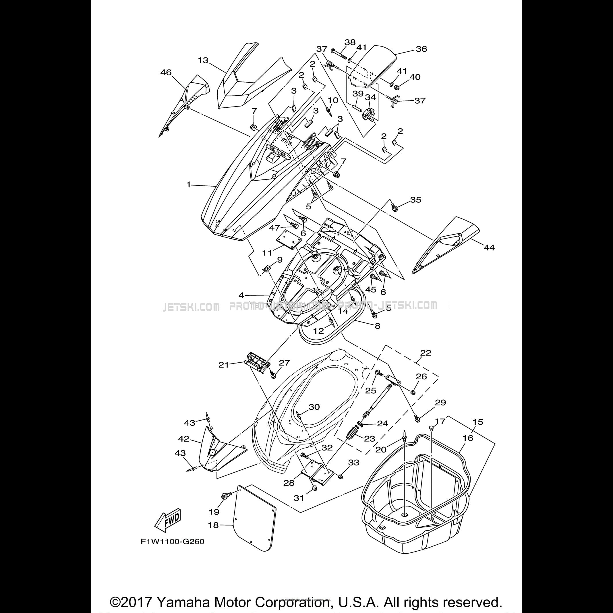 ENGINE HATCH 2  Yamaha  WAVERUNNER FX CRUISER SHO - FX1800AHZ - 2009 2009 WaveRunner  Original parts OEM